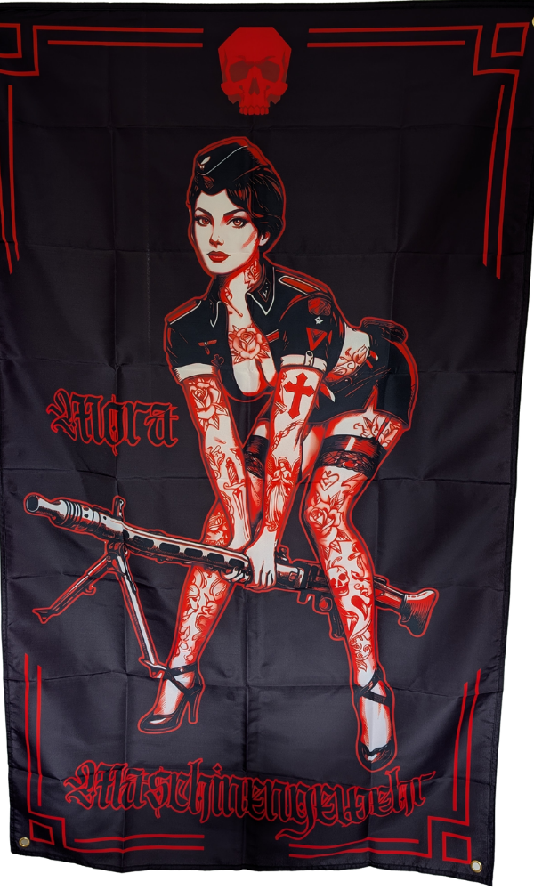 Maschinengewehr Pin Up Girl Flag