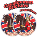 HCR Cavlaryman pin up girl sticker with a horse and British flag with the caption save a horse, ride a Cavalryman.