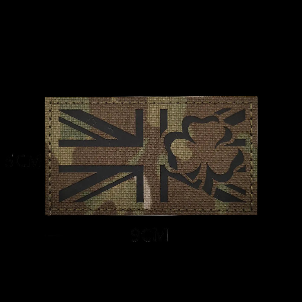 Patch with Union Jack and Irish cloverdesign.