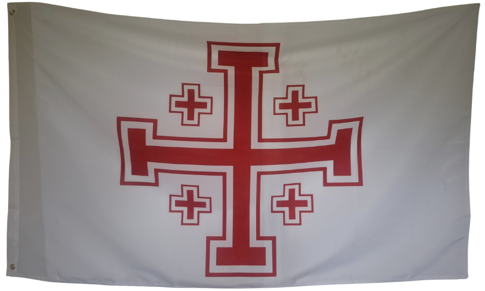 Jerusalem Cross Flag Mora White and Red.