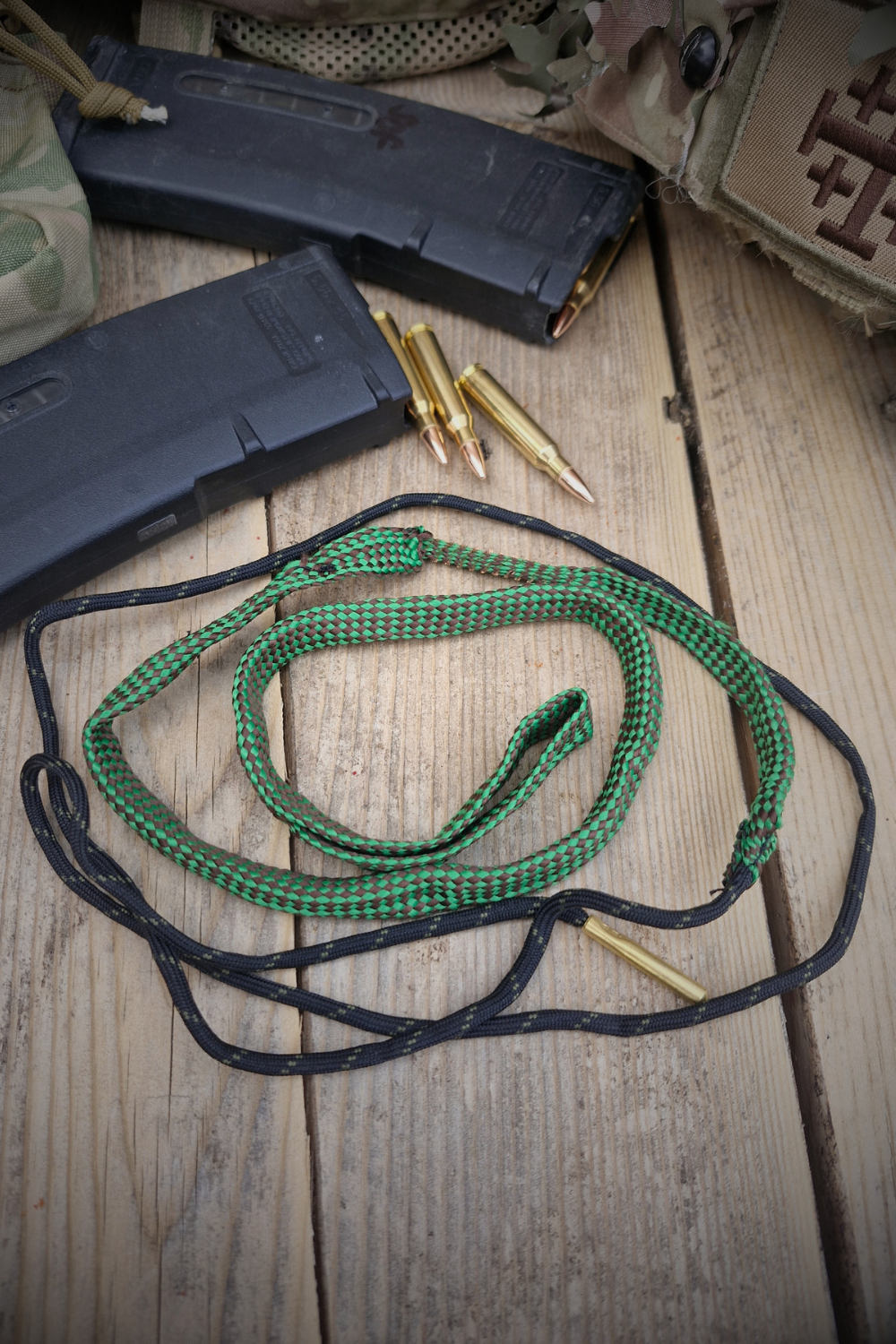 Mora tactical 5.56mm pull through cleaner.