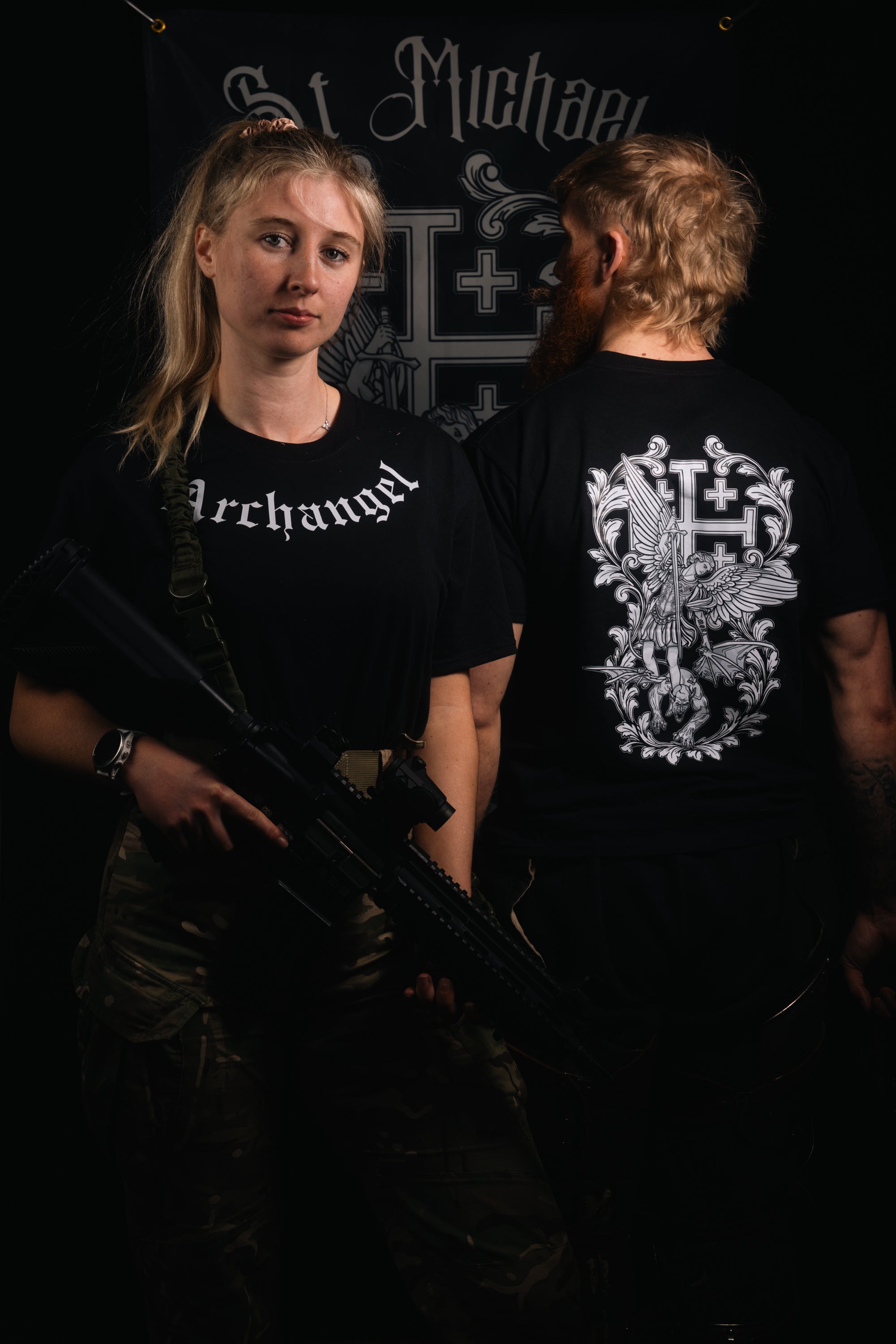 St michael the Archangel t shirt by Mora