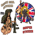 Recce pin up girl and a sniper pin up girl stickers.