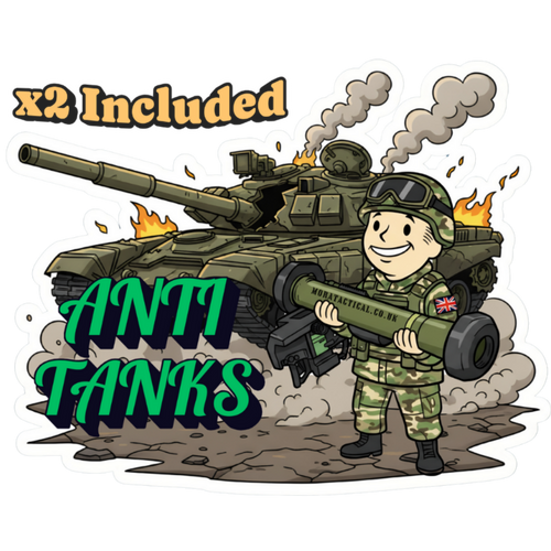 British Army Vault boy with a Javelin and a destroyed russian tank. Anti Tanks sticker.