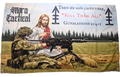 British soldier with a HMG and Jesus pointing over his shoulder Gunalations flag by Mora.