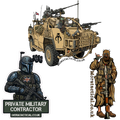 Mandalorians in a British Army Jackal. Sand person with a RPG wearing crocks. Modern Mando merc.